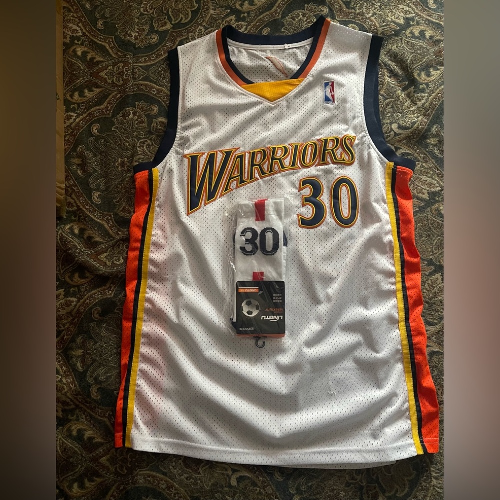 New Custom Steph Curry Jersey And Socks Size L